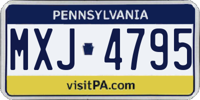 PA license plate MXJ4795