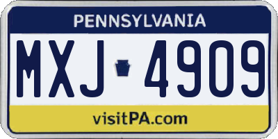 PA license plate MXJ4909