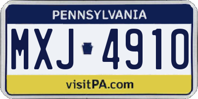 PA license plate MXJ4910