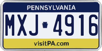 PA license plate MXJ4916