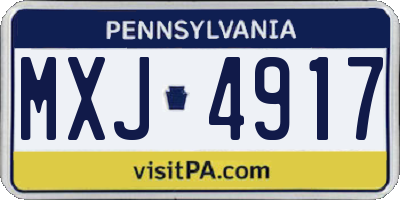 PA license plate MXJ4917