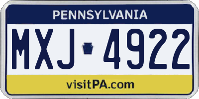 PA license plate MXJ4922