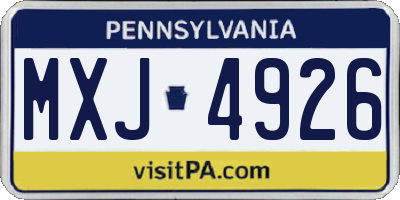 PA license plate MXJ4926