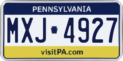 PA license plate MXJ4927