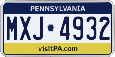 PA license plate MXJ4932