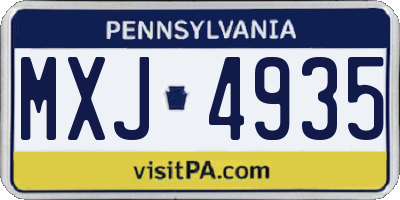 PA license plate MXJ4935