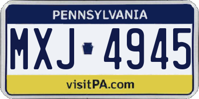 PA license plate MXJ4945