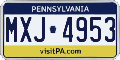 PA license plate MXJ4953