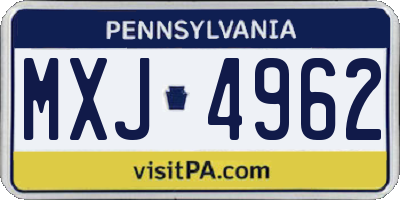 PA license plate MXJ4962