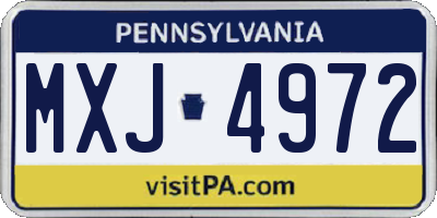 PA license plate MXJ4972