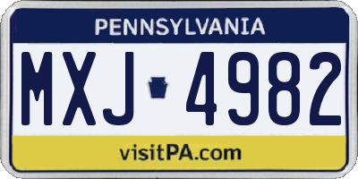 PA license plate MXJ4982