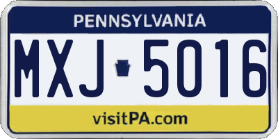 PA license plate MXJ5016