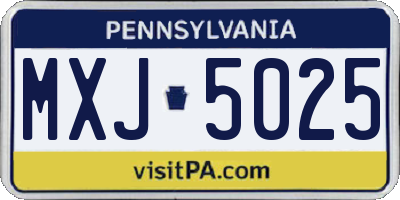 PA license plate MXJ5025
