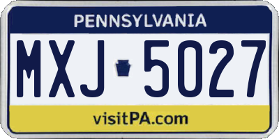 PA license plate MXJ5027