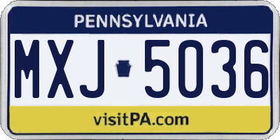 PA license plate MXJ5036