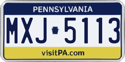 PA license plate MXJ5113