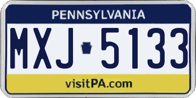 PA license plate MXJ5133