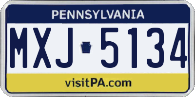 PA license plate MXJ5134