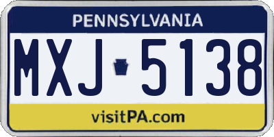 PA license plate MXJ5138