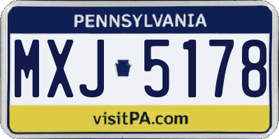 PA license plate MXJ5178
