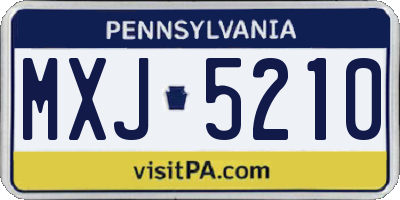 PA license plate MXJ5210