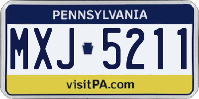 PA license plate MXJ5211