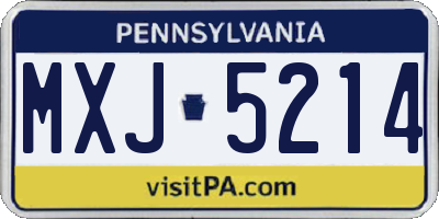 PA license plate MXJ5214