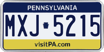 PA license plate MXJ5215