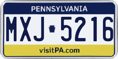 PA license plate MXJ5216