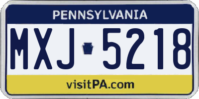 PA license plate MXJ5218
