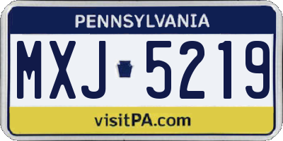 PA license plate MXJ5219