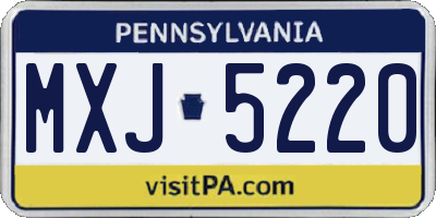 PA license plate MXJ5220