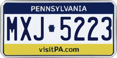 PA license plate MXJ5223