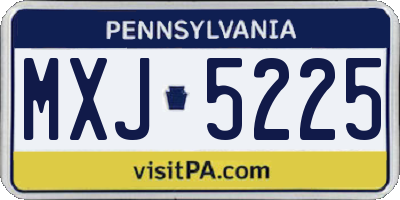 PA license plate MXJ5225