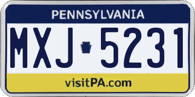 PA license plate MXJ5231