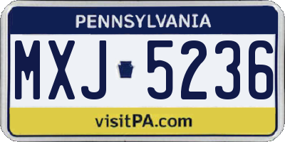 PA license plate MXJ5236