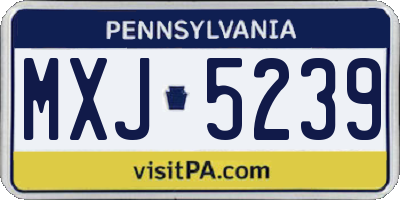 PA license plate MXJ5239