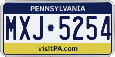 PA license plate MXJ5254
