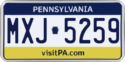PA license plate MXJ5259