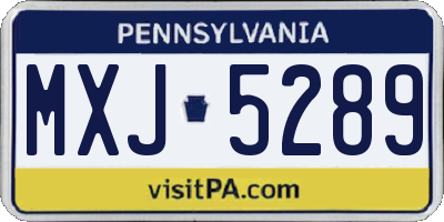 PA license plate MXJ5289