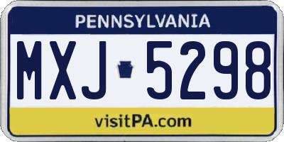 PA license plate MXJ5298