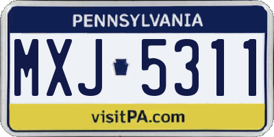 PA license plate MXJ5311