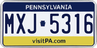 PA license plate MXJ5316