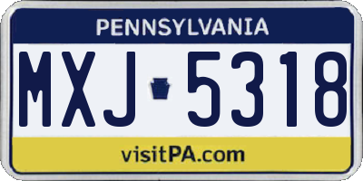 PA license plate MXJ5318