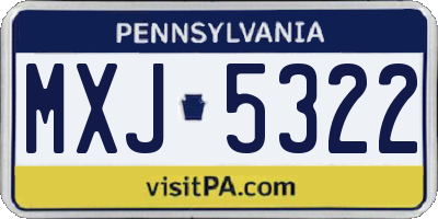 PA license plate MXJ5322