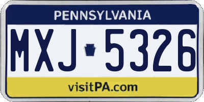 PA license plate MXJ5326