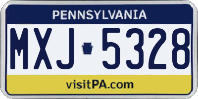 PA license plate MXJ5328