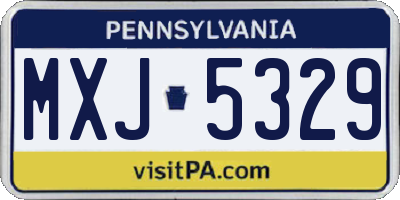 PA license plate MXJ5329