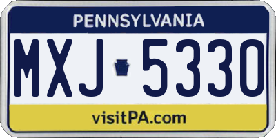 PA license plate MXJ5330