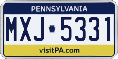 PA license plate MXJ5331